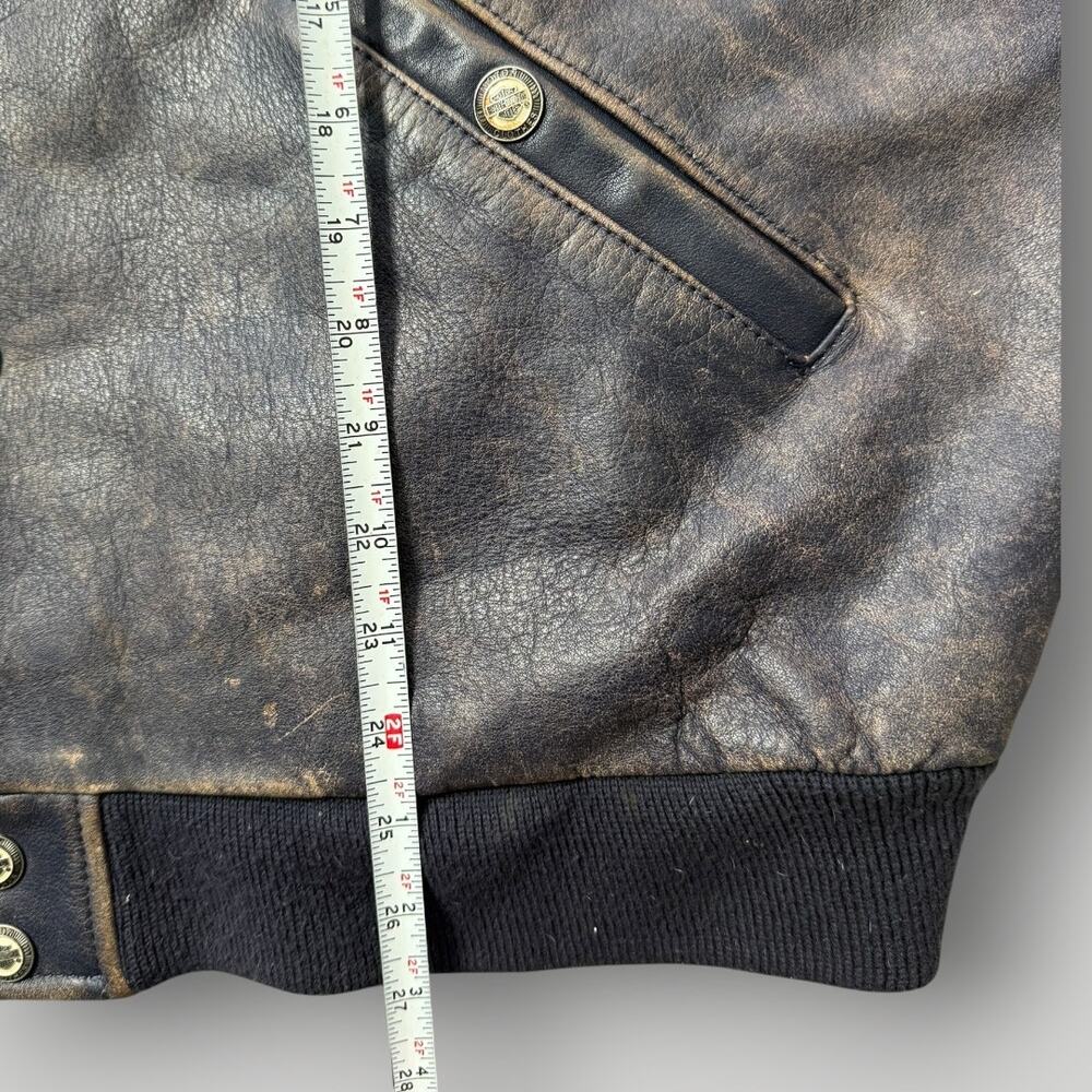 Harley Davidson Leather Jacket Mens XL Vintage Grand National Champion Big Logo - Picture 15 of 16